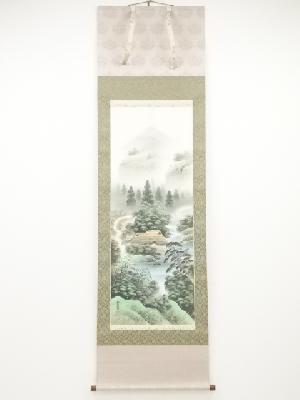 佐久間青苔筆　四神相応図　肉筆絹本掛軸（共箱）